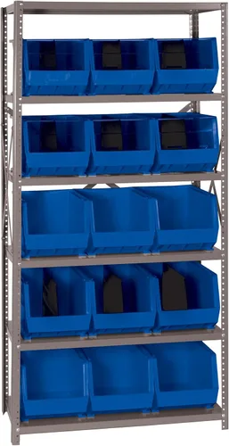 Miniatura 213 de Quantum QSBU-245BK Heavy Duty Shelving Unit with (7) Shelves and (24) QUS245 Black Bins for Garage Warehouse Storage Distribution 400 lb Load