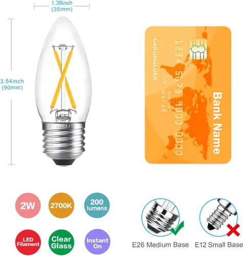 Miniatura 3 de B11 E26 2W 27K 50K, B11-E26-2W-2700K