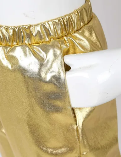 Miniatura 5 de Pantalones de baile de hip hop para niños y niñas, pantalones de harén metálicos brillantes, ropa de baile callejero
