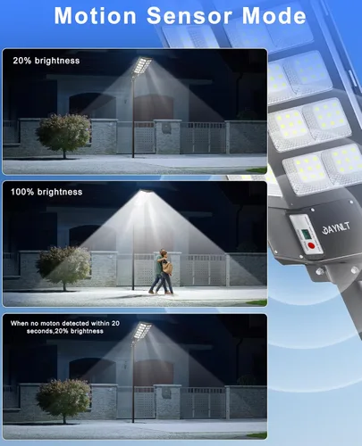 Miniatura 2 de JAYNLT Y-9800W Luces solares de calle para exteriores, luces de estacionamiento comerciales de 6500K del atardecer al amanecer, lámparas