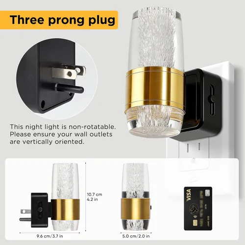 Miniatura 5 de Luz nocturna LED enchufable a la pared, paquete de 2 luces nocturnas acrílicas con brillo ajustable de 0-100 lúmenes, luz nocturna enchufable