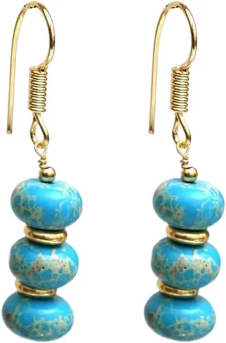 Miniatura 18 de Gempires - Aretes ligeros con cuentas hechas a mano, hipoalergénicos, chapados en oro, aretes colgantes para mujer