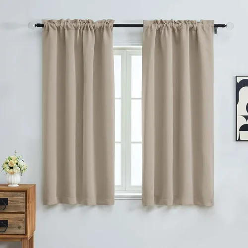 Miniatura 30 de OVZME Cortinas opacas turquesa para tratamiento de ventanas pequeñas, cortinas cortas con bloqueo de luz para ventana de cocina sobre el fregadero