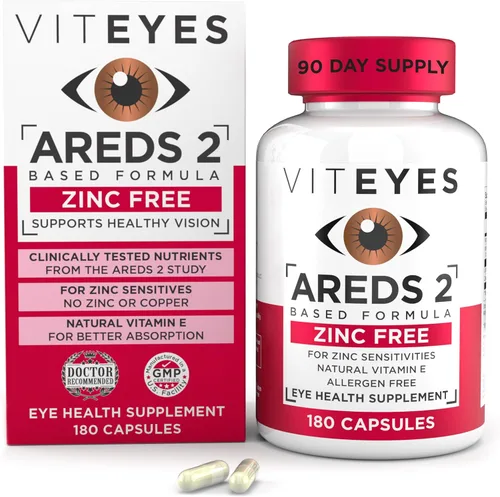 Miniatura 10 de Viteyes AREDS 2 Soporte macular sin zinc, cápsulas naturales sin alérgenos con vitamina E, vitamina C, luteína y zeaxantina, sin zinc, sin cobre
