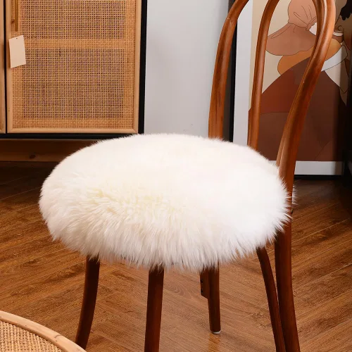 Miniatura 16 de LLB Fundas de Piel de Oveja para Silla Cojines de Silla de Oficina Almohadillas de Silla de Comedor Cojín de Asiento de Silla de Escritorio