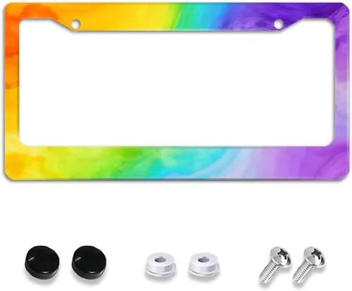 Miniatura 15 de Paquete de 2 marcos de matrícula de mármol dorado, accesorios de automóvil, marco de aluminio negro y blanco con 4 agujeros para tornillos, novedad