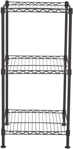 Miniatura 7 de Lykos Estante de almacenamiento de acero al carbono intercambiable para montaje en el suelo, estante de alambre ajustable, estante de metal, Negro