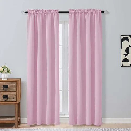 Miniatura 56 de OVZME Cortinas opacas turquesa para tratamiento de ventanas pequeñas, cortinas cortas con bloqueo de luz para ventana de cocina sobre el fregadero