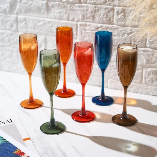 Miniatura 3 de The Wine Savant - Juego de 6 copas de champán de plástico acrílico estilo europeo Copas de champán coloreadas reutilizables para brindis 100%