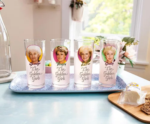 Miniatura 8 de Silver Buffalo The Golden Girls Frames - Vasos de 10 onzas con logotipo, juego de 4 Vasos de bar para mimosas, cócteles