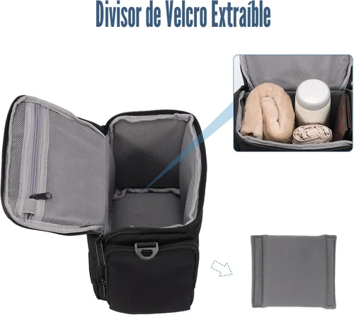 Miniatura 6 de CADeN - Bolso cruzado para cámara compacta compatible con cámaras y lentes Nikon, Canon, Sony SLR/DSLR sin espejo, resistente al agua (1.0 S, Negro)