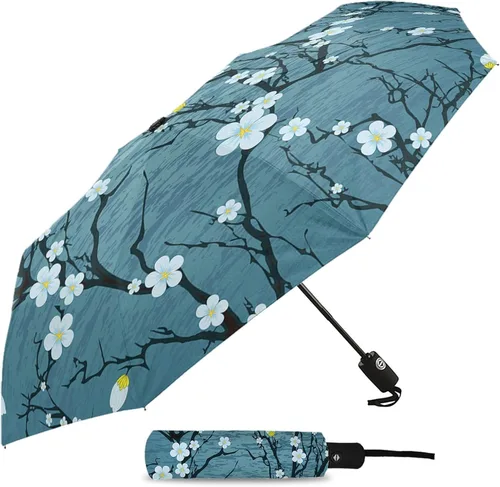 Miniatura 2 de DHDM Automatic Umbrella for Rain and Sun Male Women Beach Parasol Print Folding Umbrella