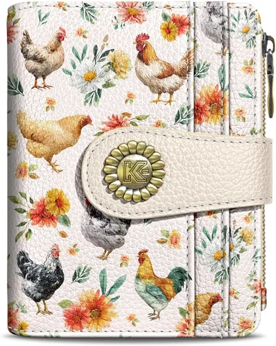 Miniatura 28 de Kelvoris Cartera pequeña Rfid para mujer, plegable, con cremallera, bolsillo para monedas, piel sintética, compacto, para tarjetas de crédito