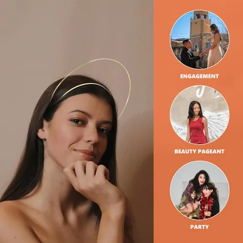 Miniatura 8 de FOMIYES Tocado dorado para boda de ángel, accesorios de material metálico para mujer
