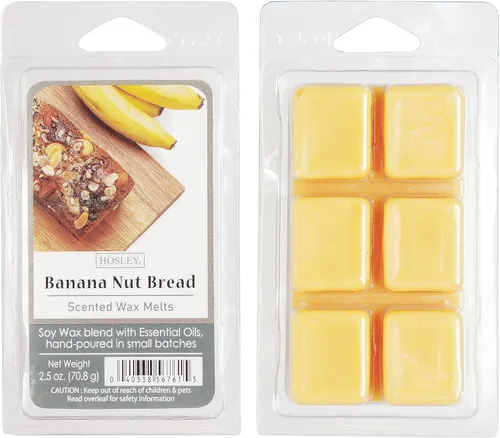 Miniatura 2 de Hosley Cubitos de cera perfumada de pan de nuez de plátano, juego de 6 a 2.5 onzas cada uno, vertidos a mano con aceites esenciales, compra al por