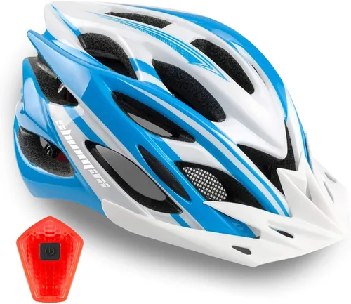 Miniatura 18 de Casco de bicicleta para hombre y mujer, casco de bicicleta Shinmax con luz trasera y visera desmontable Negro