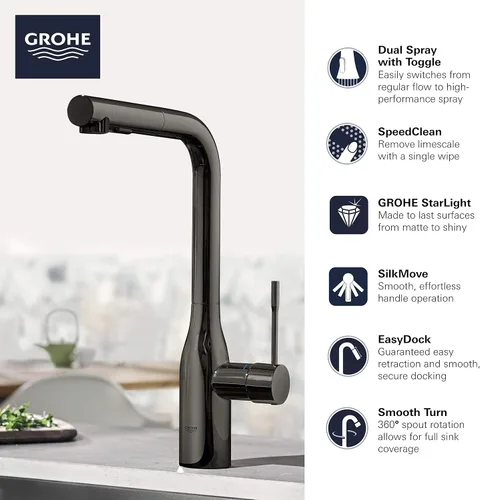 Miniatura 3 de Llave de baño de gran pico, 1 manija Essence en níquel cepillado InfinityFinish, 30271000