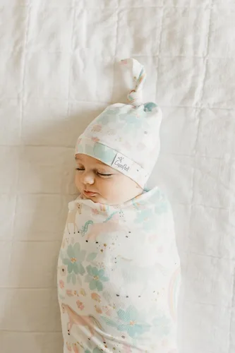 Miniatura 9 de Copper Pearl Gorro de bebé con nudo superior elástico suave y caprichoso