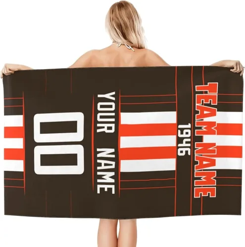 Miniatura 3 de ANTKING Toalla de playa Cleveland de 32 x 52 pulgadas, personalizada con cualquier nombre y número para hombres, mujeres y jóvenes, regalos