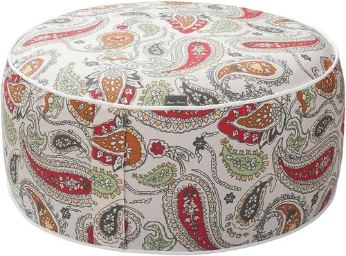 Miniatura 12 de Magpie Fabrics Taburete inflable para interiores y exteriores, reposapiés redondo, repelente al agua, 20 x 9 pulgadas de alto, portátil para patio