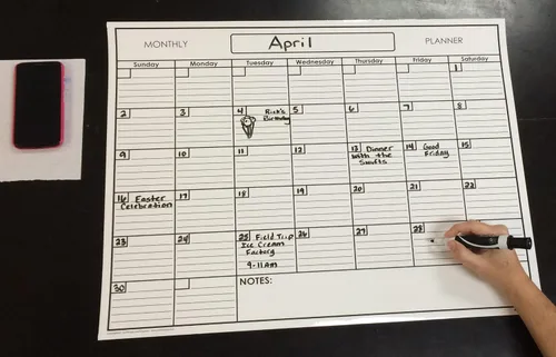 Miniatura 4 de Calendario de pared SwiftGlimpse blanco reusable para un mes, Se borra con paño húmedo, Planificador laminado de pared