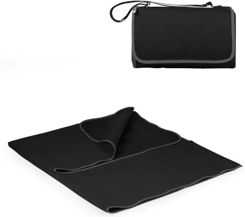 PICNIC TIME Manta de picnic al aire libre, manta plegable de 59 x 51 pulgadas para playa y campamento con forro polar suave, parte inferior Negro
