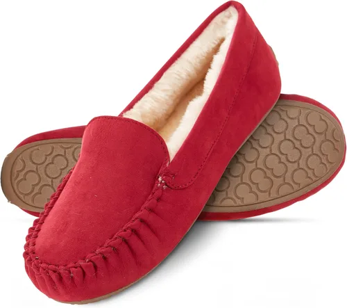 Miniatura 47 de Floopi Pantuflas para mujer, forro de piel sintética suave con espuma viscoelástica acogedora, pantuflas de casa para mujer con suela antideslizante