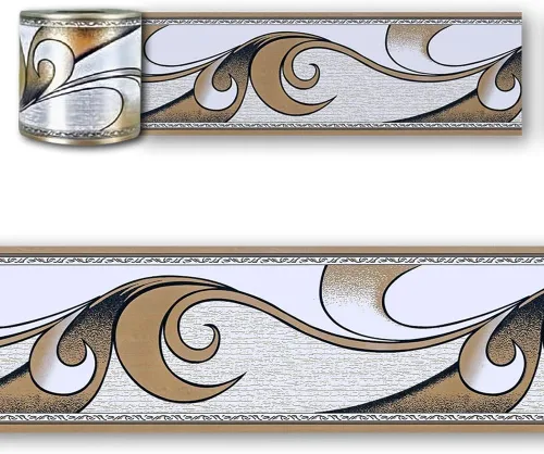 Miniatura 7 de Papel tapiz autoadhesivo para despegar y pegar, diseño abstracto moderno, marrón/blanco, extraíble, para pared, bordes decorativos para techo