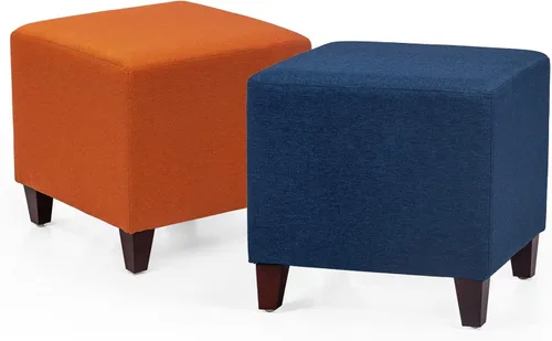 Miniatura 6 de Adeco Simple British Style Cube Reposapiés otomano banco reposapiés, 16x16x16, azul