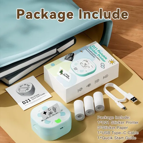 Miniatura 6 de PrintPods - Mini impresora de calcomanías para niños, impresora de fotos térmica portátil Bluetooth con 3 rollos de papel, impresora portátil