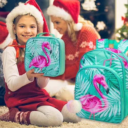 Miniatura 7 de gxtvo Mochila de 3 piezas, 16 pulgadas con lentejuelas y lonchera