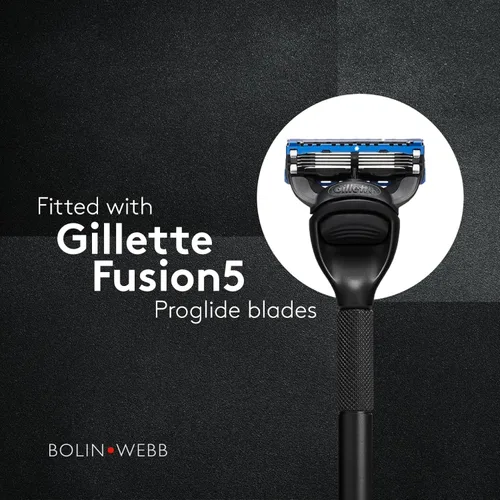 Miniatura 5 de Bolin Webb Generation Razor & Stand - Maquinillas de afeitar de lujo para hombres con 5 cuchillas Gillette Fusion, afeitadora de aluminio de alta