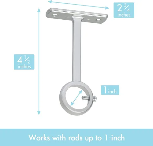 Miniatura 5 de KXLife Soporte de barra de cortina para montaje en techo, soporte resistente para montaje en techo o pared (juego de 2, níquel)