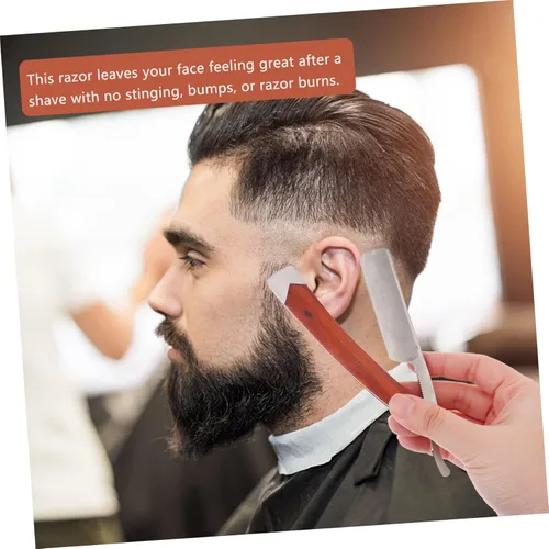 Miniatura 6 de Beaupretty Maquinilla de afeitar de peluquería recta manual plegable mango ligero para hombres S barba patillas y herramienta de aseo facial Picture
