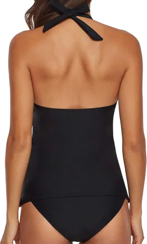 Miniatura 4 de AnnJo Traje de baño de dos piezas sexy con cuello en V y volantes halter sin espalda