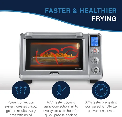 Miniatura 2 de De'Longhi - Horno tostador de convección digital de 10 en 1, 24L, horno de convección real con luz interna, parrillas, asado, horneado