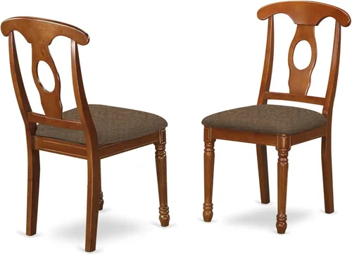 East West Furniture NAC-SBR-C Napoleon - Sillas de comedor de cocina tapizadas de tela de lino, juego de 2, color marrón