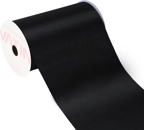 VATIN Cinta sólida de satén negro de 4 pulgadas de ancho para gran apertura, kit de ceremonia de corte de cinta, sillas, fajas de desfile, mesa,