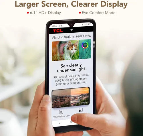 Miniatura 5 de TCL 30 Z 2022 Teléfono celular desbloqueado de 6.1 pulgadas con pantalla HD+, versión estadounidense Android 12, smartphone de 32GB+3GB RAM