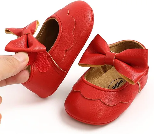 Miniatura 5 de LAFEGEN Zapatos planos Mary Jane para bebés y niñas con Bownot, suela suave, suela suave, piel sintética, recién nacidos, para primeros pasos