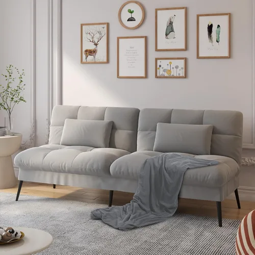 COMHOMA Sofá cama convertible, sofá de tela de 68 pulgadas con respaldo ajustable, sofá biplaza reclinable, sofá cama, muebles de sala de estar,