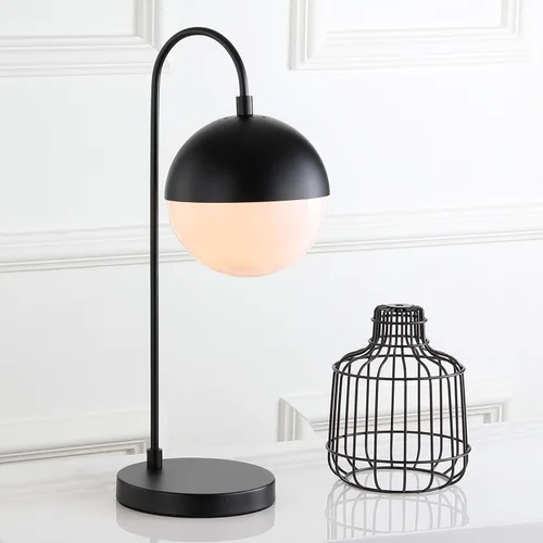 Miniatura 2 de SAFAVIEH Lighting Collection Cappi - Moderna lámpara de mesa negra de 21 pulgadas para dormitorio, sala de estar, oficina en casa, escritorio, Negro