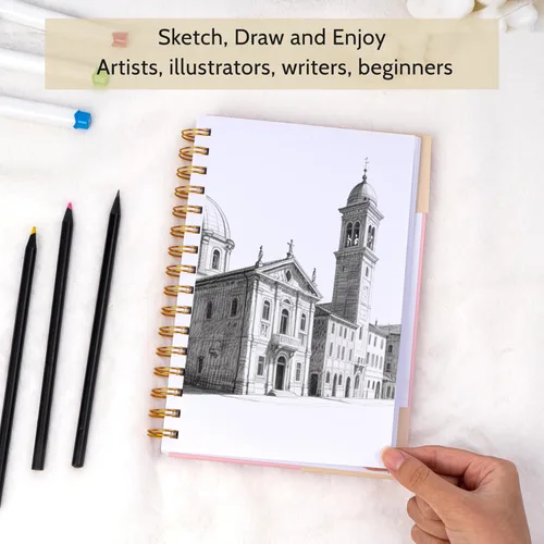 Miniatura 6 de Yoment Cuaderno de bocetos pequeño de 5.5 x 8.5 pulgadas para dibujar, 100 hojas de tapa dura en espiral para niños (68 libras/3.53 oz/m²), cuaderno