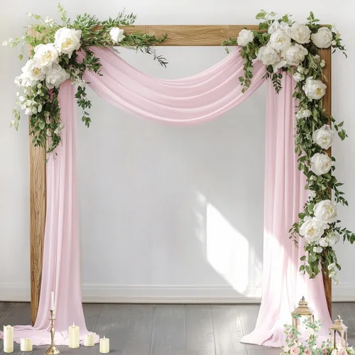 Miniatura 18 de Socomi 2 paneles de tela para arco de boda, 29 pulgadas x 19 pies, cortinas de gasa transparente azul bebé, 6 yardas para decoración de boda