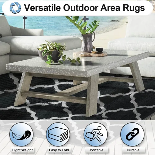 Miniatura 4 de OutdoorLines Alfombras de interior y exterior, para patio, de 6 x 9 pies, reversible, resistente a manchas y a rayos UV, portátil, alfombra de paja
