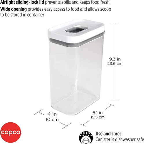 Miniatura 3 de Copco Contenedor de almacenamiento de alimentos y organización con tapa hermética, 2.74 cuartos de galón, transparente
