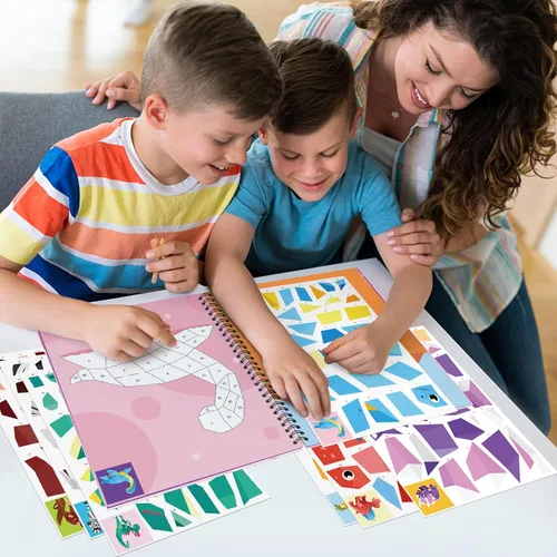 Miniatura 3 de Omgouue 2 piezas de manualidades de dinosaurios y animales, actividades de avión para niños de 4 a 8 años, libros de pintura con calcomanías