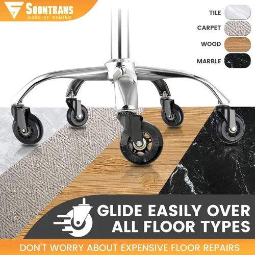 Miniatura 2 de Soontrans Ruedas para silla de oficina, juego de 5, ruedas de repuesto para sillas de juegos de oficina, ruedas giratorias para alfombras, suelos