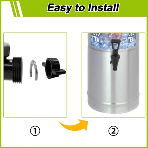 Miniatura 7 de 03260.0002 Kit de grifo de repuesto para urna de té, repuesto de espiga para dispensador de té, boquilla/boquilla con tuerca de mariposa y anillo