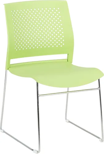 Miniatura 3 de Norwood Silla apilable de oficina con base de trineo cromado, con respaldo perforado (paquete de 5)